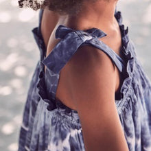 Load image into Gallery viewer, Blue Tie Dye Cotton Tie Shoulder Dress (3-12yrs) - Allsport
