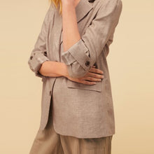 Load image into Gallery viewer, Neutral Single Breasted Linen Blend Blazer - Allsport