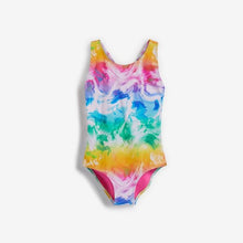Load image into Gallery viewer, Multi Unicorn Tie Dye Sports Swimsuit (3-12yrs)