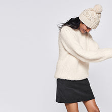 Load image into Gallery viewer, Black Cord Mini Skirt