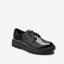 Load image into Gallery viewer, Black Patent School Chunky Lace-Up Shoes (Older Girls)