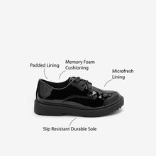 Load image into Gallery viewer, Black Patent School Chunky Lace-Up Shoes (Older Girls)