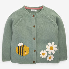 Load image into Gallery viewer, Sage Green Sage Bee Cardigan (3mths-5yrs)