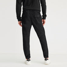Load image into Gallery viewer, Black Slim Fit Stretch Utility Trousers