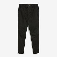 Load image into Gallery viewer, Black Slim Fit Stretch Utility Trousers