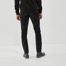 Load image into Gallery viewer, Black Slim Fit Jean Style Stretch Cord Trousers