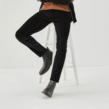 Load image into Gallery viewer, Black Slim Fit Jean Style Stretch Cord Trousers