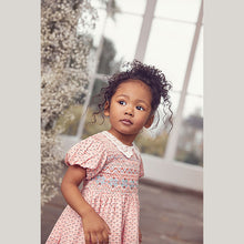 Load image into Gallery viewer, Pink Geo Lace Collar Shirred Cotton Dress (3mths-6yrs)
