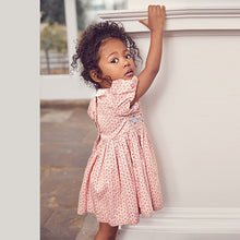 Load image into Gallery viewer, Pink Geo Lace Collar Shirred Cotton Dress (3mths-6yrs)
