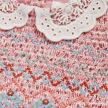 Load image into Gallery viewer, Pink Geo Lace Collar Shirred Cotton Dress (3mths-6yrs)