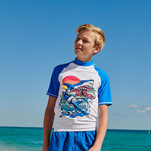 Load image into Gallery viewer, Blue Shark Short Sleeve Sunsafe Rash Vest (3-12yrs)