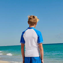 Load image into Gallery viewer, Blue Shark Short Sleeve Sunsafe Rash Vest (3-12yrs)