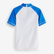 Load image into Gallery viewer, Blue Shark Short Sleeve Sunsafe Rash Vest (3-12yrs)