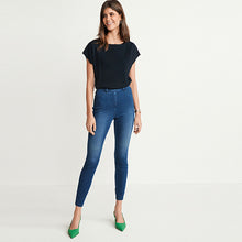 Load image into Gallery viewer, Dark Blue Jersey Denim Leggings