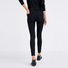 Load image into Gallery viewer, Black Fly Fasten Jersey Denim Leggings