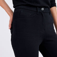 Load image into Gallery viewer, Black Fly Fasten Jersey Denim Leggings
