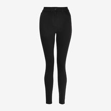 Load image into Gallery viewer, Black Fly Fasten Jersey Denim Leggings