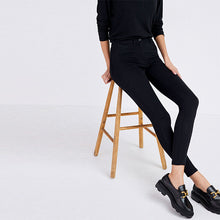 Load image into Gallery viewer, Black Fly Fasten Jersey Denim Leggings