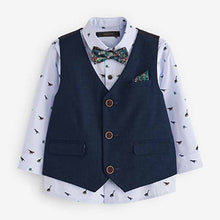Load image into Gallery viewer, Navy Blue Waistcoat, Shirt & Bowtie Set (3mths-5yrs)