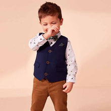 Load image into Gallery viewer, Navy Blue Waistcoat, Shirt & Bowtie Set (3mths-5yrs)