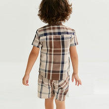 Load image into Gallery viewer, Tan Brown Check SS Splice Check Shirt (3mths-5yrs)
