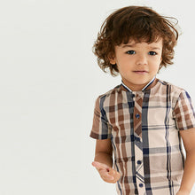 Load image into Gallery viewer, Tan Brown Check SS Splice Check Shirt (3mths-5yrs)