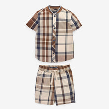 Load image into Gallery viewer, Tan Brown Check SS Splice Check Shirt (3mths-5yrs)