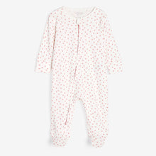 Load image into Gallery viewer, Pink Spot & Bunny 2 Pack Zip Baby Sleepsuits (0mths-18mths)