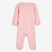 Load image into Gallery viewer, Pink Spot & Bunny 2 Pack Zip Baby Sleepsuits (0mths-18mths)