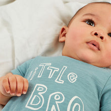 Load image into Gallery viewer, Blue Little Bro Slogan Baby T-Shirt (0mths-18mths)