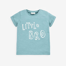 Load image into Gallery viewer, Blue Little Bro Slogan Baby T-Shirt (0mths-18mths)