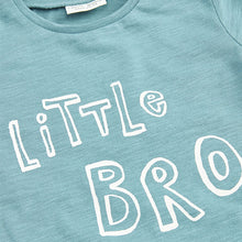 Load image into Gallery viewer, Blue Little Bro Slogan Baby T-Shirt (0mths-18mths)