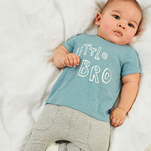 Load image into Gallery viewer, Blue Little Bro Slogan Baby T-Shirt (0mths-18mths)