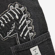 Load image into Gallery viewer, Grey Dino Baby Denim Dungaree And Bodysuit Set (0mths-18mths)