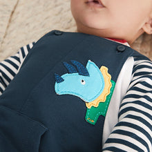 Load image into Gallery viewer, Denim Blue/Red Bright Baby 2 Piece Dungarees And Bodysuit Set (0mths-9mths)