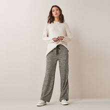 Load image into Gallery viewer, Yellow Ochre Check Wide Leg Jersey Trousers