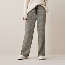 Load image into Gallery viewer, Yellow Ochre Check Wide Leg Jersey Trousers