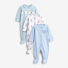 Load image into Gallery viewer, Blue Bear Baby Sleepsuits 3 Pack (0mths-18nths)