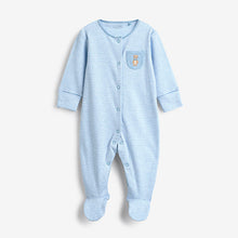 Load image into Gallery viewer, Blue Bear Baby Sleepsuits 3 Pack (0mths-18nths)