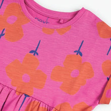 Load image into Gallery viewer, Pink Retro Floral Short Sleeve Jersey Dress (3mths-6yrs)