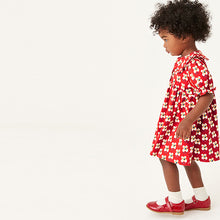 Load image into Gallery viewer, Red Floral Jersey Collared Tea Dress (3mths-6yrs)