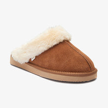 Load image into Gallery viewer, Chestnut Brown Suede Mule Slippers