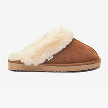 Load image into Gallery viewer, Chestnut Brown Suede Mule Slippers