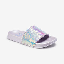 Load image into Gallery viewer, Lilac Purple Irridescent Sliders (Older Girls)