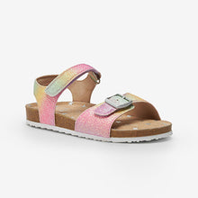 Load image into Gallery viewer, Pink Rainbow Glitter Corkbed Sandals (Older Girls)