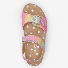 Load image into Gallery viewer, Pink Rainbow Glitter Corkbed Sandals (Older Girls)