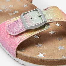 Load image into Gallery viewer, Pink Rainbow Glitter Corkbed Sandals (Older Girls)