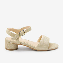 Load image into Gallery viewer, Gold Glitter Heeled Occasion Shoes (Older Girls)