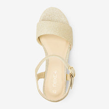 Load image into Gallery viewer, Gold Glitter Heeled Occasion Shoes (Older Girls)
