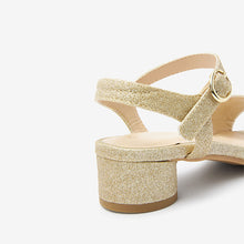 Load image into Gallery viewer, Gold Glitter Heeled Occasion Shoes (Older Girls)